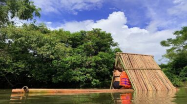 Building bamboo boat in peaceful countryside - SURVIVAL CHALLENGE