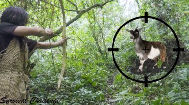 How does JUNGLE MAN take down a wild goat? - SURVIVAL CHALLENGE