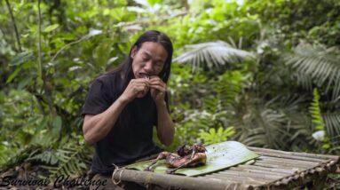 JUNGLE MAN make grilled chicken after building shelter - Survival Challenge