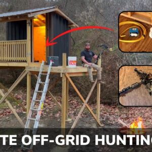 Solo Overnight Building the Ultimate Off-Grid Hunting Cabin During a Rainstorm and Chili with Cheese