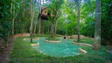Build The Most Beautiful Swimming Pool for Tree House by Ancient Skills