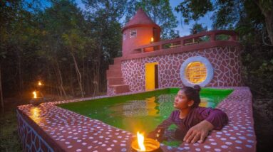 Girl Build Swimming Pool for a House in The Wild