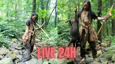Live - Trapping, Hunting - Mouse, Fish, Frog, Boar - Survival Challenge