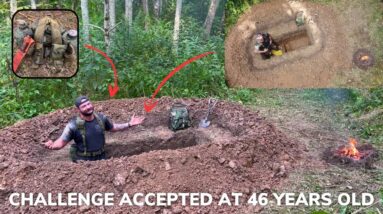 Solo Overnight Building a Military Fighting Hole at 46 Years Old and Campfire Ribeye Steak