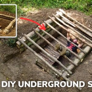 Solo Overnight Building an Underground Shelter in The Mud and Eggs with Cheese