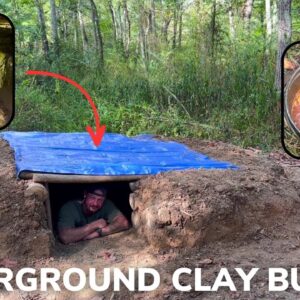 Solo 6 Day Overnight Building a Clay Bunker in the Rain and Chili Mac