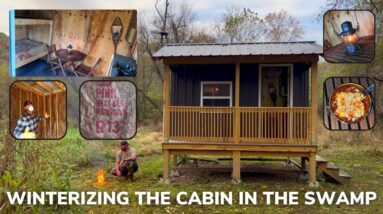 Solo Overnight Winterizing the DIY Cabin in the Swamp and Poor Mans Chili