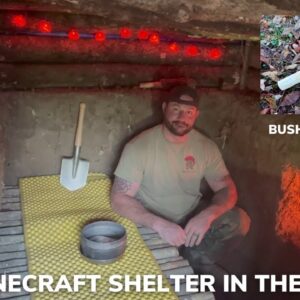 Solo Overnight Survival Instructor Builds an Underground Minecraft Shelter with a Huge Fireplace