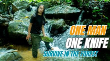SURVIVAL CHALLENGE: (No Food, No Water, No Shelter) With Only 1 Knife To Survive In The Forest - #4