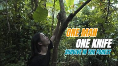 SURVIVAL CHALLENGE: (No Food, No Water, No Shelter) With Only 1 Knife To Survive In The Forest - #6