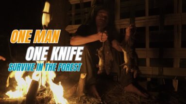 SURVIVAL CHALLENGE: (No Food, No Water, No Shelter) With Only 1 Knife To Survive In The Forest - #8