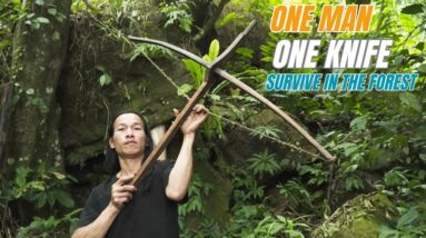 SURVIVAL CHALLENGE: (No Food, No Water, No Shelter) With Only 1 Knife To Survive In The Forest - #16