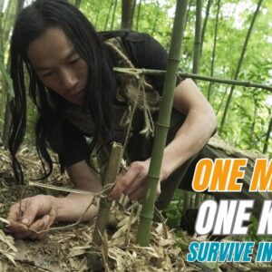 SURVIVAL CHALLENGE: (No Food, No Water, No Shelter) With Only 1 Knife To Survive In The Forest - #17