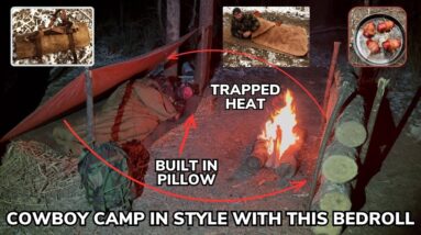 Solo Overnight Cold Weather Cowboy Camping in the Snow and Bacon Wrapped Kielbasa