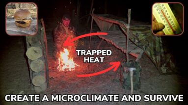 Solo Overnight Creating an X-Bed Micro-Climate Shelter in the Woods and Rise and Shine Cheeseburger
