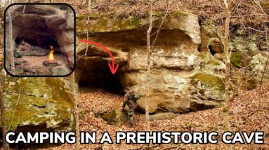 Solo Overnight Camping in a Prehistoric Cave and Smoked Cheese Sausages