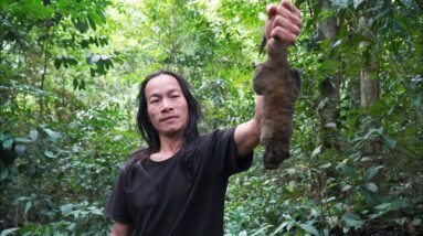 SURVIVAL CHALLENGE: (No Food, No Water, No Shelter) With Only 1 Knife To Survive In The Forest - #35