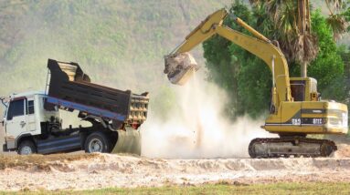 Amazing Caterpillar 311B Excavator || Incredible Excavator Help Land Truck