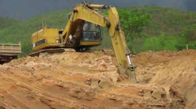 Digging Canal 2024 _ Caterpillar E120B Excavator And Land Trucks