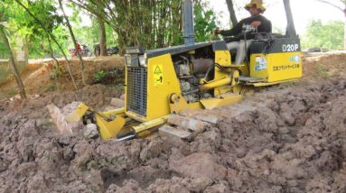 Rescued Bulldozer D20P In Mud Using Komatsu PC 130 Excavator