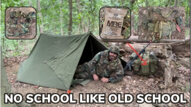 Solo Overnight Practicing Misery in The Woods with Old School Military Gear