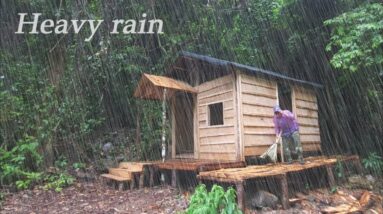 1 Years Alone In The Forest Building A Log Cabin - Making beds, Making hydroelectric power,Off Grid