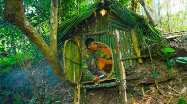 Full-video: 2 Days Building Cabin in the Bamboo Forest -  Cooking And Building Shelter