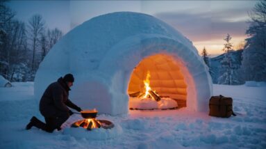 Man Builds the WARMEST IGLOO Survival Shelter Ever!