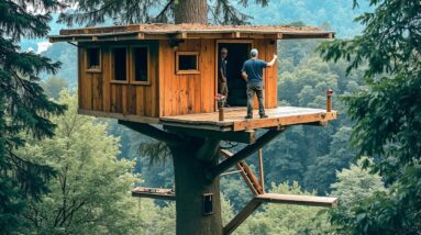 Man Builds Fortress Treehouse to Defend Against Wild Predators! Start to Finish Build @TheUninator