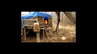 How To Build an Elevated Fort with a Fireplace in the Woods