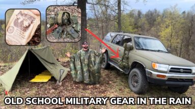 Solo Overnight Using Old School Military Gear in the Rain
