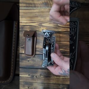 NedFoss Dark Hourse Pocket Knife 3.5 inch Engraved Unique Folding Knife