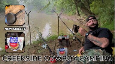 Solo Overnight Creekside Cowboy Camping in the Woods