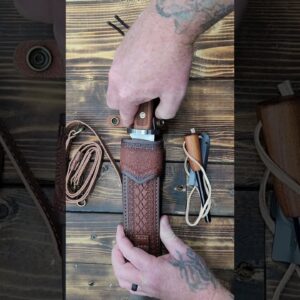 BA-KOR 7mm 9CR18MOV steel (15.6IN) sandalwood handle full Tang fixed knife+scabbard+ shoulder strap