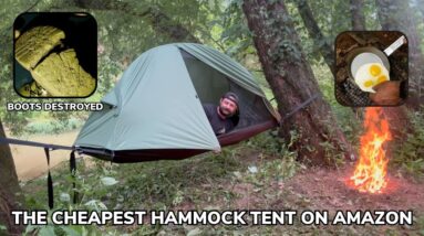 Solo Overnight Creekside Using the Cheapest Hammock Tent on Amazon in the Rain