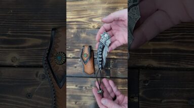 TACTICAL GEARZ Damascus Steel Pocket Knife, Ebony/Steel Handle, Includes Custom Leather Sheath