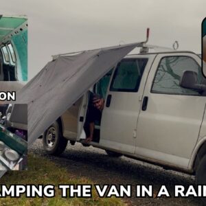 Solo Overnight Testing the Apocalypse Van in a Rainstorm and Grilled Spam and Cheese