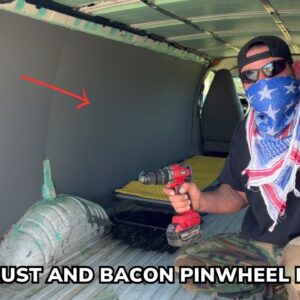 Apocalyptic Van Build Part 5 Walls and Rust with DIY BBQ Bacon Pinwheel Cheeseburgers for Lunch.