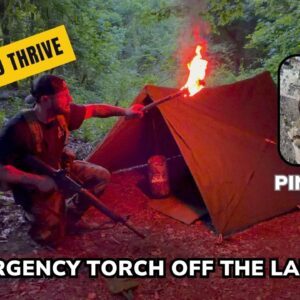 Solo Overnight Building an Emergency Torch from The Landscape
